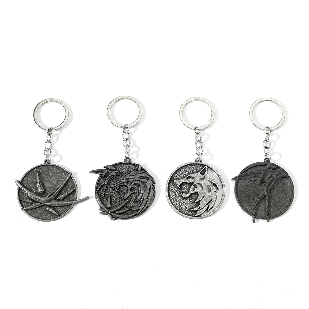 Men'S Accessories Fashion - Brelok Vintage z Głową Wilka, Medalion