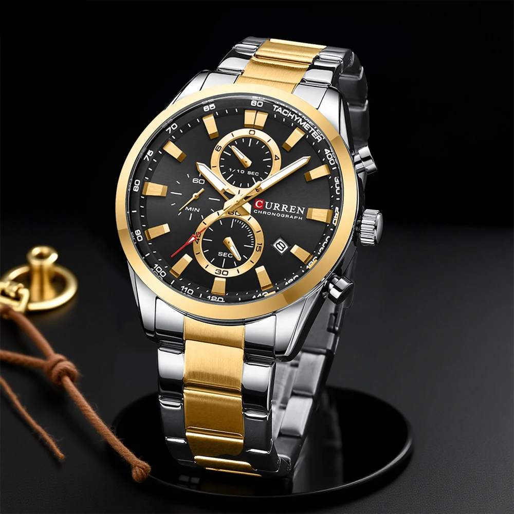 Men'S Accessories Fashion - CURREN Casual Quartz Chrono Sportowe Marki