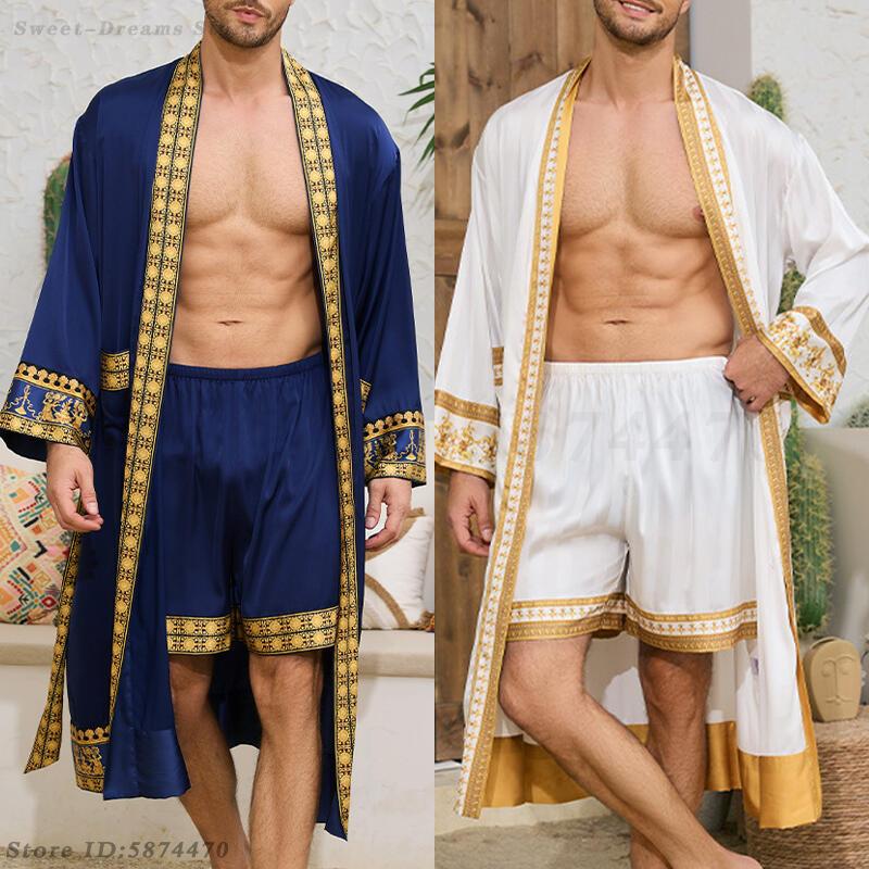 Men'S Kimono Accessories - Męski długi szlafrok piżamowy w stylu